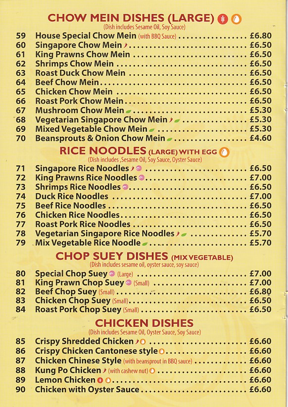 Sketty Packed Meals menu